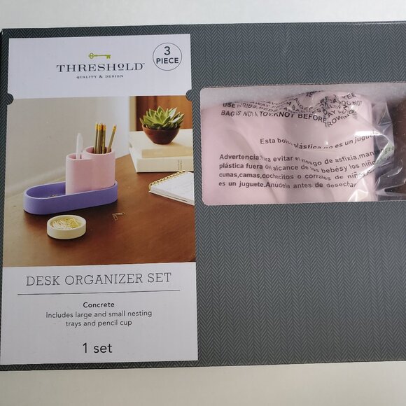 Threshold Concrete Desk Organization Set - Light Pink & Light Blue/Purple - Picture 2 of 5